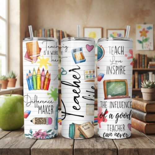 590ml Teach, Love and Inspire Teacher Insulation Tumbler