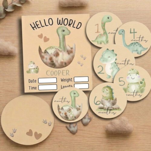 Personalised Dino Baby Milestone Set