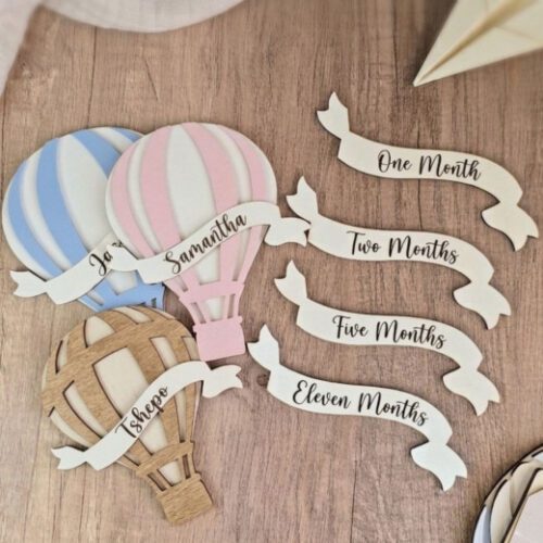 Personalised Hot Air Balloon Milestone Set