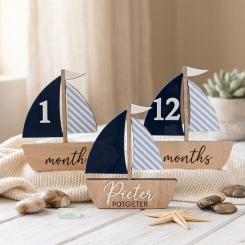 Personalised Sailboat Baby Milestone Discs