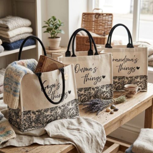 Floral Canvas Tote Bag: Personalised Gift for Gran, Ouma & Gogo