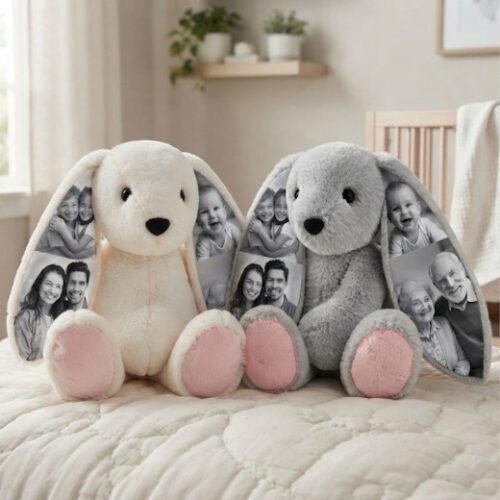 Personalised Plush Bunny with Photo-Print Ears
