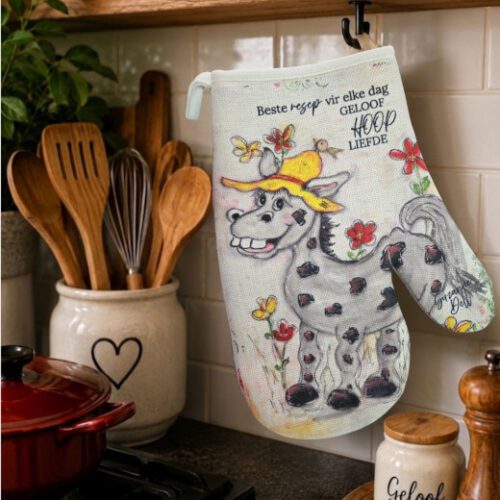 Custom Artwork “Beste Resep” Heat Resistant Oven Mitt