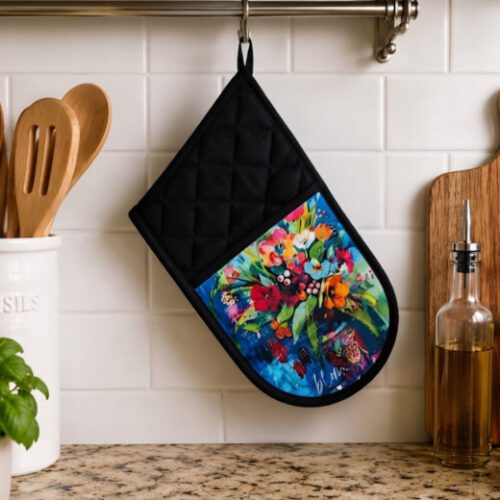 Custom Floral Artwork Heat Resistant Double Oven Glove