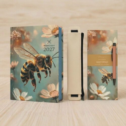 For Women 2027 Diary Bundle: Luxury Bee Floral Hardcover A5 Organiser & Pen Set
