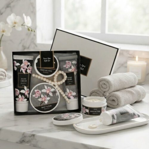 Luxury Orchid Oasis Deluxe Pamper Spa Set with Pearl Hairclip