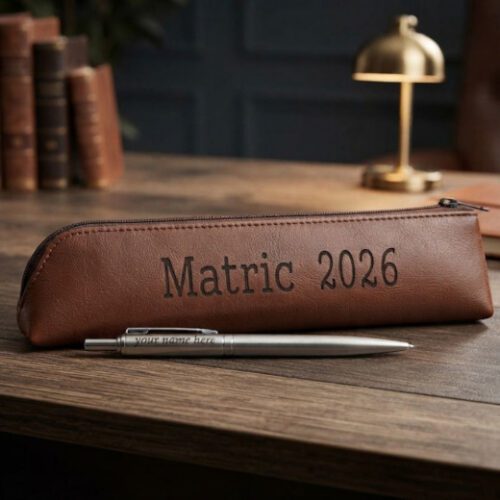 Personalised Matric 2026 Pen & Vegan Leather Pouch Set