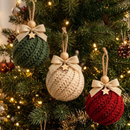Set of 3 Crochet Christmas Baubles
