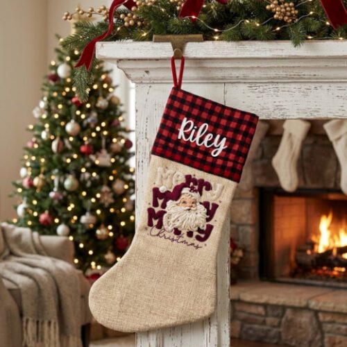 Personalised Red Santa Christmas Stocking